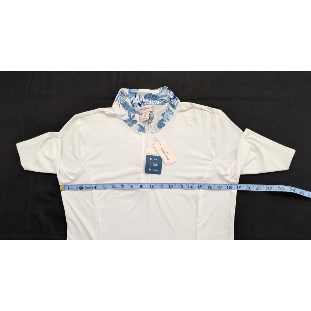 TOMMY BAHAMA Golf Women's 1/4 Zip Polo Shirt White Blue Floral Large L - NWT - Picture 7 of 8